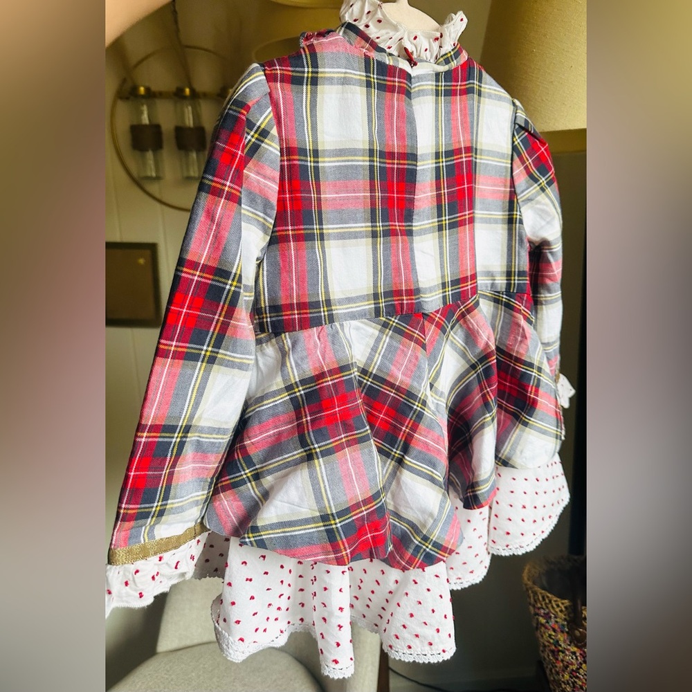 Plaid Red and White Kids Formal Dress - Picture 4 of 4